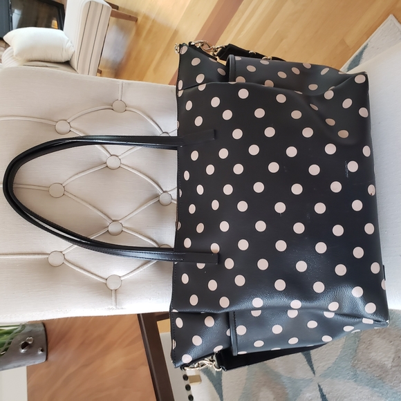 Kate Spade Black and Cream Quilted Polka Dot Tote - Picture 2 of 4